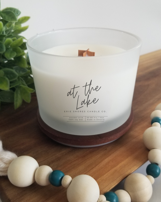 At the Lake Soy Wax Wooden Wick 15oz Candle